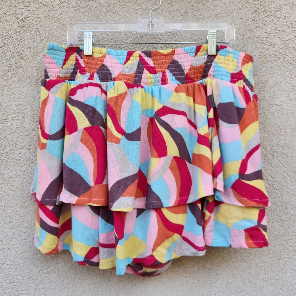 TORRID Women's Ruffle Shorts Size 2X Colorful Smocking Elastic Waist Skort